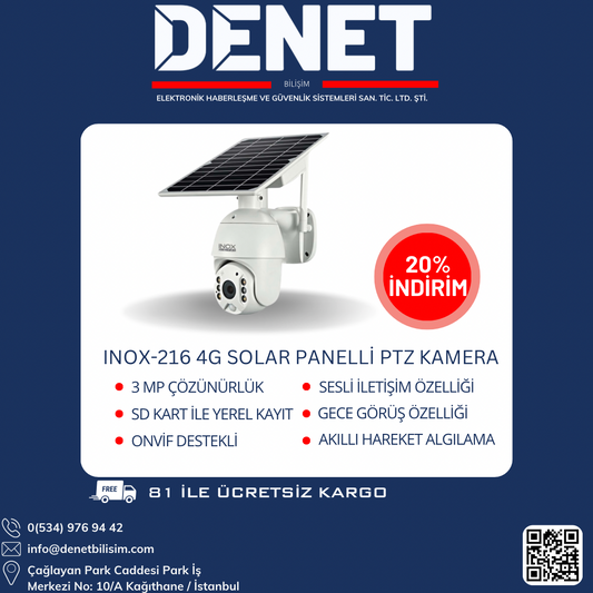 INOX‑216 4G SOLAR PANELLİ PTZ KAMERA