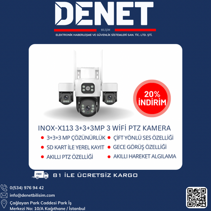 INOX-X113 3+3+3MP 3 WİFİ PTZ KAMERA
