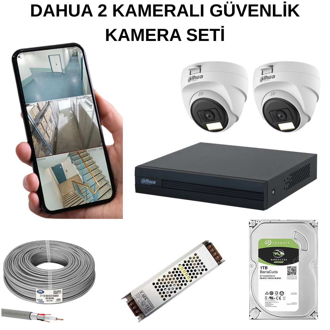 DAHUA 2 KAMERALI GÜVENLİK KAMERA SETİ