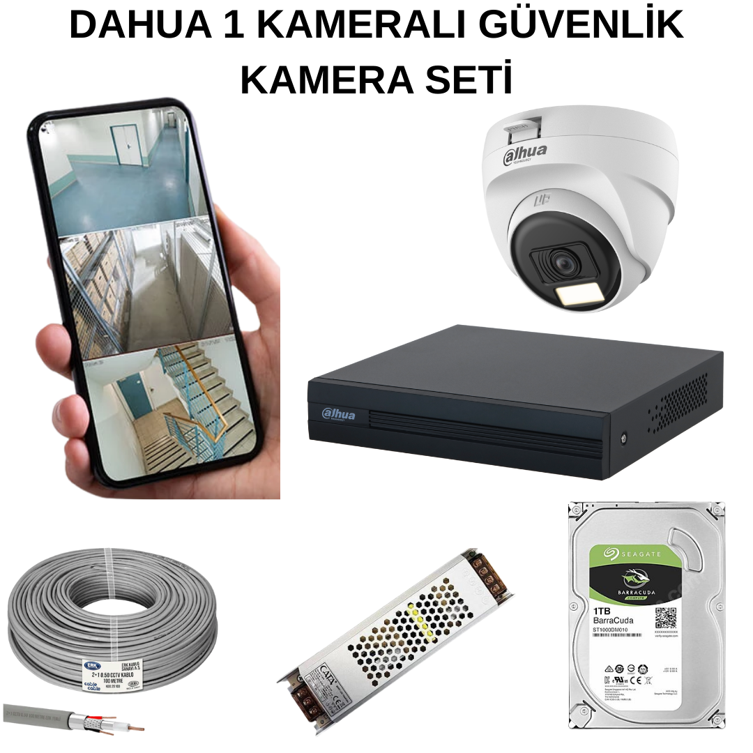 Dahua Güvenlik Kamera Seti - 1 Kameralı Tam Güvenlik Çözümü