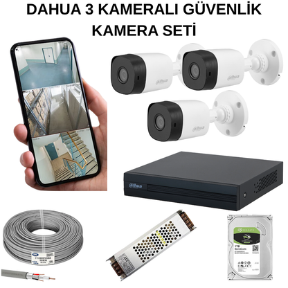 DAHUA 3 KAMERALI GÜVENLİK KAMERA SETİ