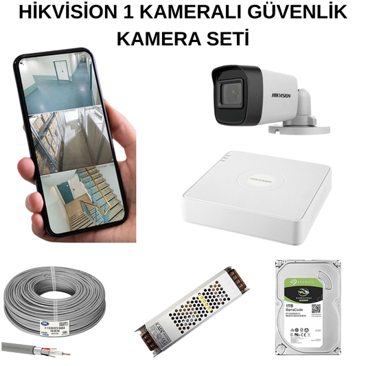 HİKVİSİON 1 KAMERALI GÜVENLİK KAMERA SETİ