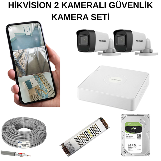 HİKVİSİON 2 KAMERALI GÜVENLİK KAMERA SETİ