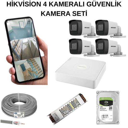 HİKVİSİON 4 KAMERALI GÜVENLİK KAMERA SETİ