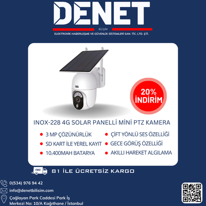 INOX-228 4G SOLAR PANELLİ MİNİ PTZ KAMERA
