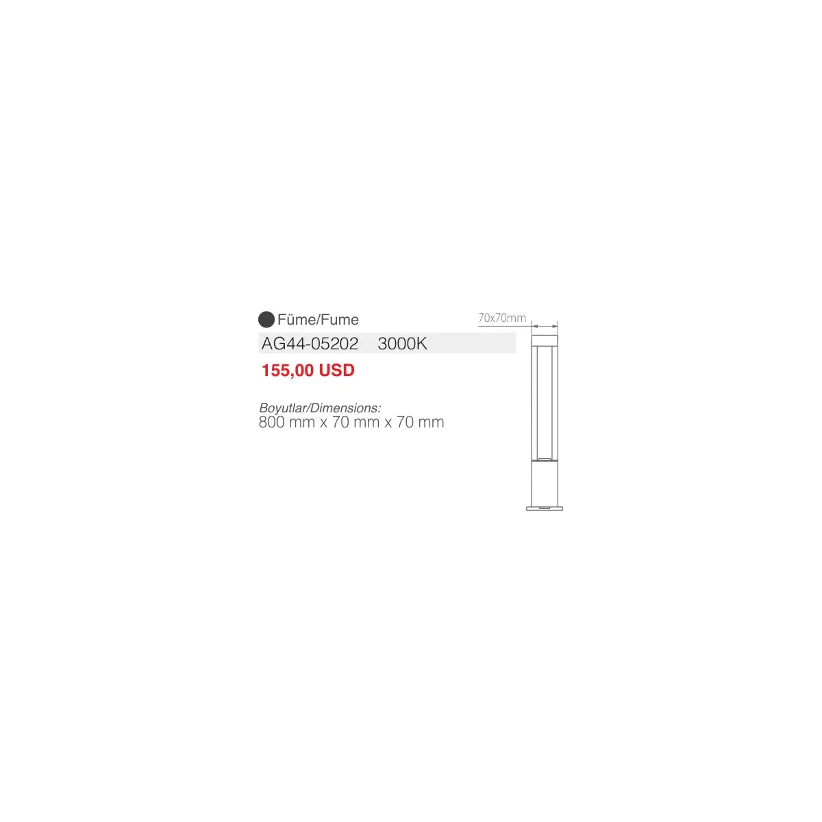 [Ölçü çizimi] ACK Bahçe Armatürü – AG44-05202 ölçü çizimi