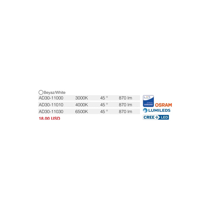 [Ölçü çizimi] ACK Ray Armatürü – AD30-11000 ölçü çizimi