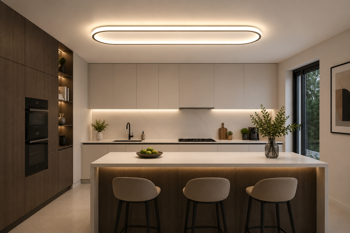 AKIŞ Modern Oval LED Plafonyer Tavan Aydınlatma 90W Siyah Kasa 3 Renk Modlu 20x60 CM
