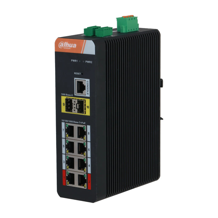 Dahua IS4210-8GT-120 10 Port Gigabit PoE Switch (8 PoE, Yönetilebilir, Endüstriyel) ürün görseli
