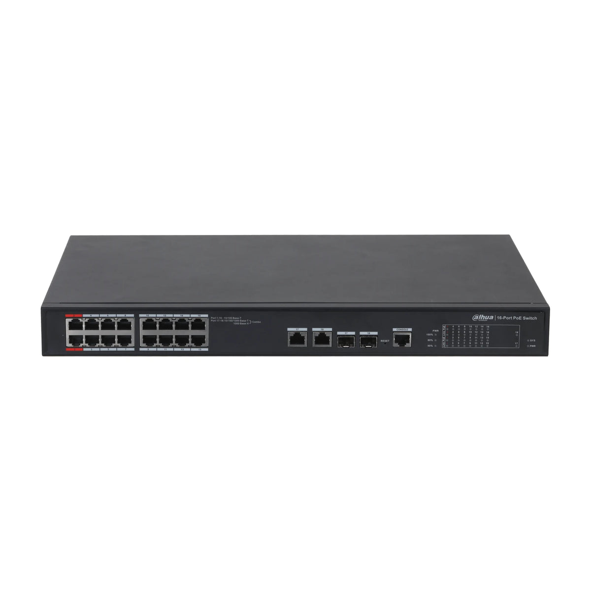 Dahua PFS4218-16ET-240 18 Port PoE Switch (16 PoE, 2 Gigabit Uplink, Yönetilebilir) ürün görseli