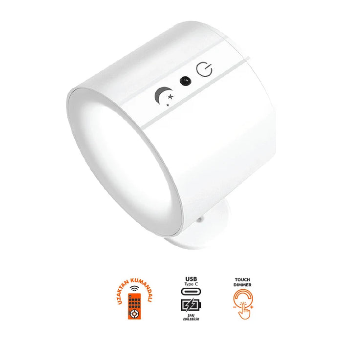 Kendal KSM104 ÇİFT YÖNLÜ KUMANDALI DOKUNMATİK MAGNET APLİK 6W Beyaz ürün görseli