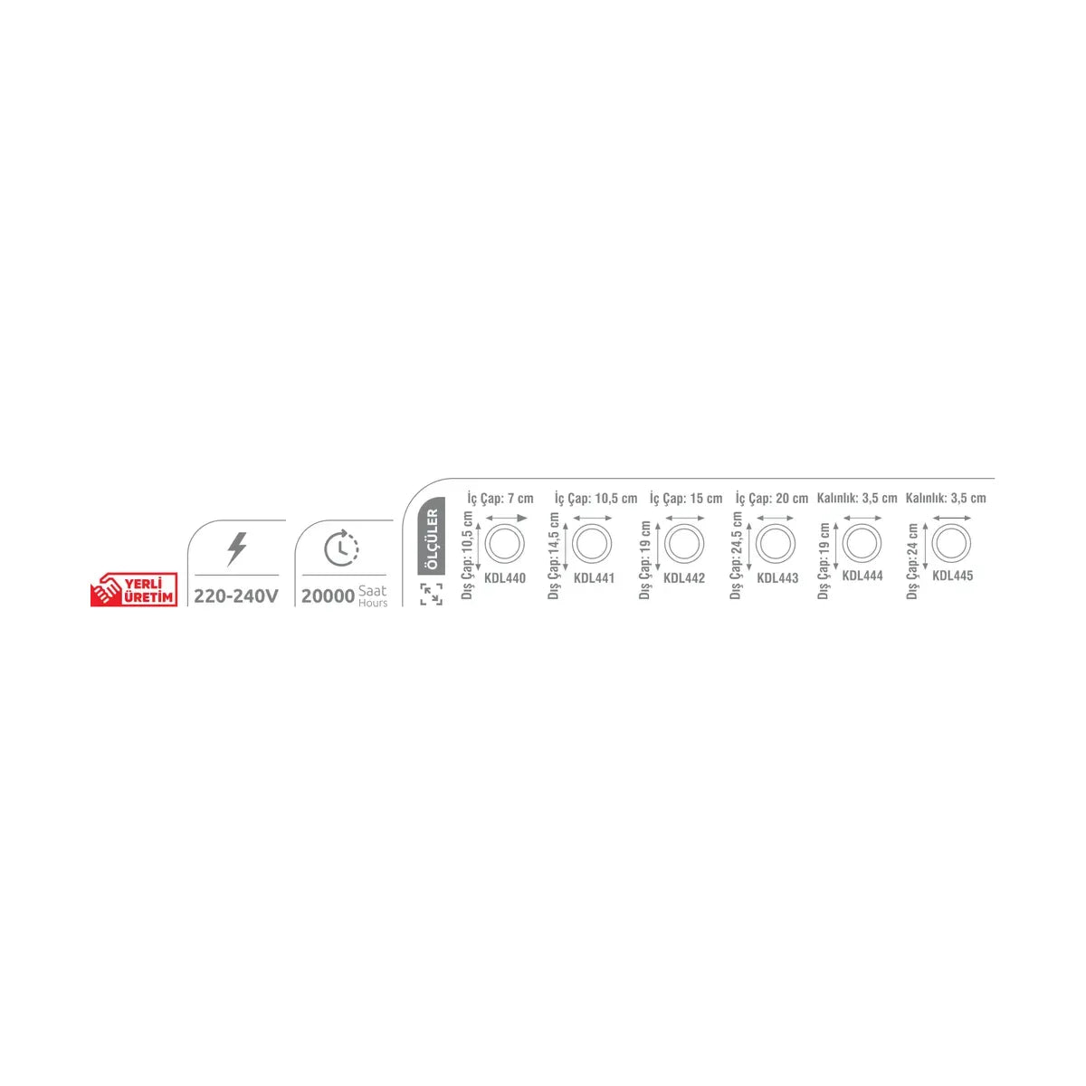 [Teknik çizim] Kendal LED Panel – KDL445 teknik çizim
