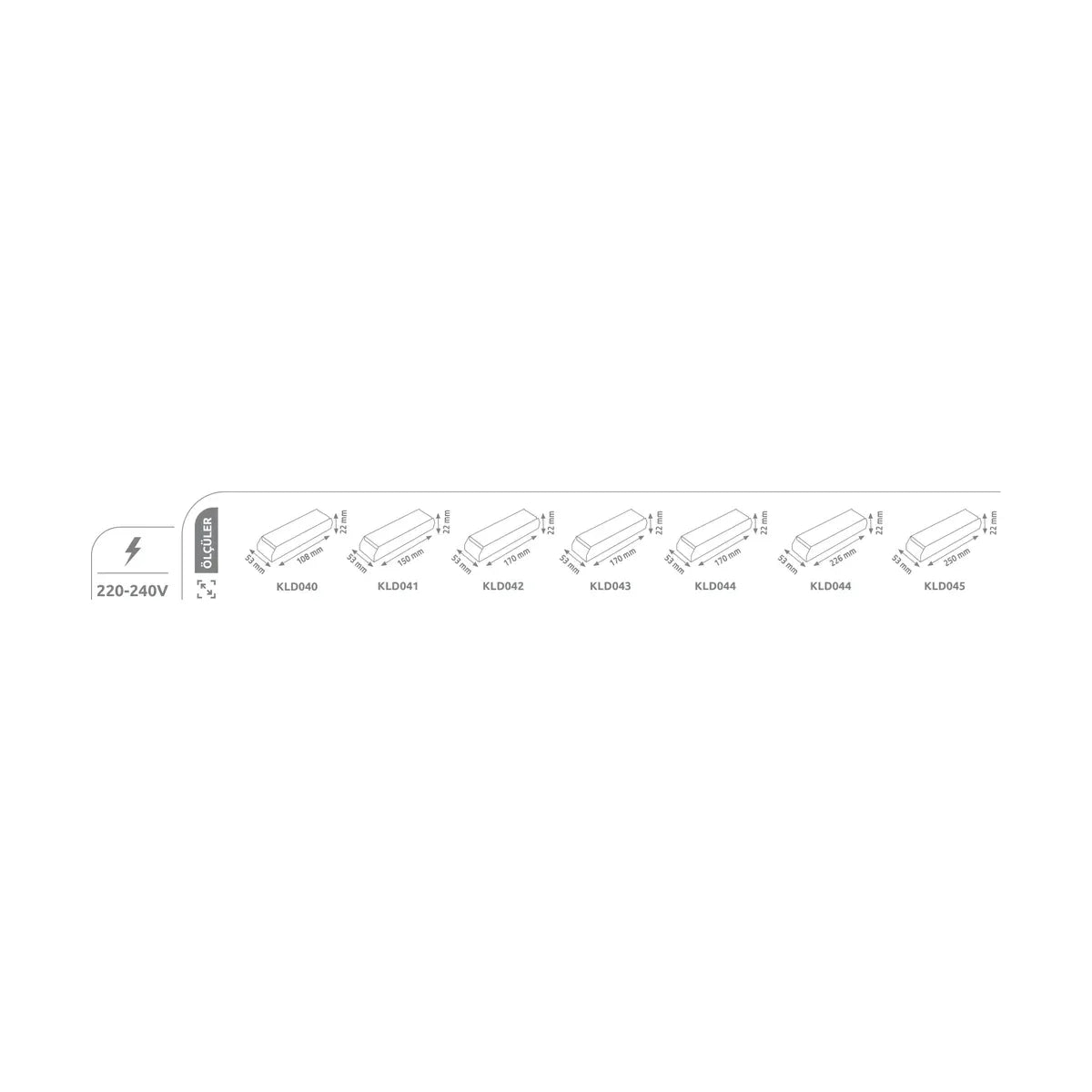 [Ölçü çizimi] Kendal Şerit LED – KLD046 ölçü çizimi