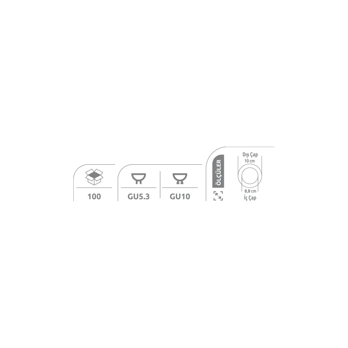[Ölçü çizimi] Kendal Spot Armatür – KDA892 ölçü çizimi