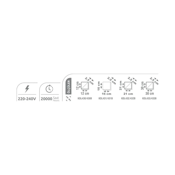 [Ölçü çizimi] Kendal LED Panel – KDL433B ölçü çizimi