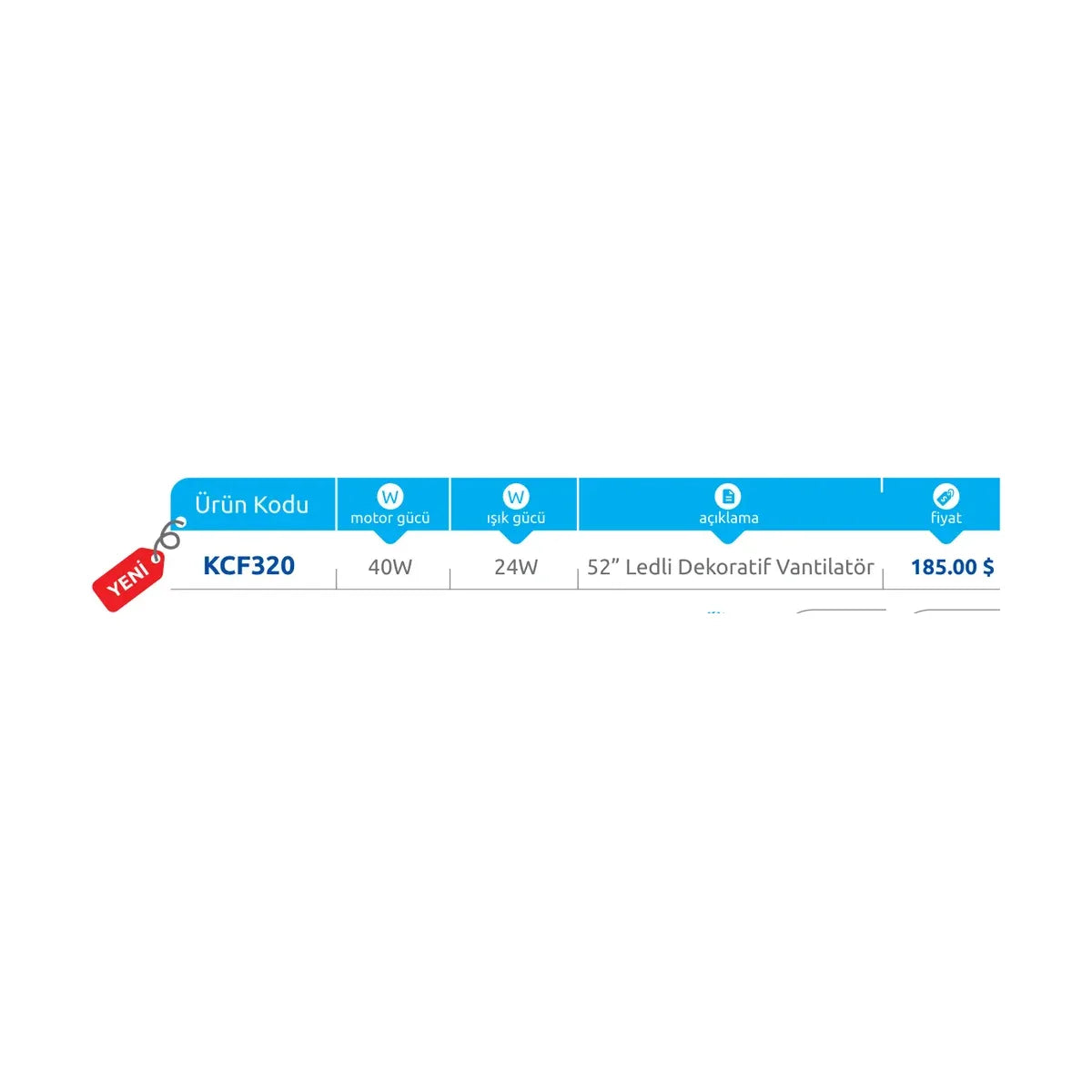 [Teknik çizim] Kendal Fan/Vantilatör – KCF320 teknik çizim