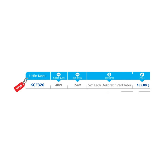 [Teknik çizim] Kendal Fan/Vantilatör – KCF320 teknik çizim