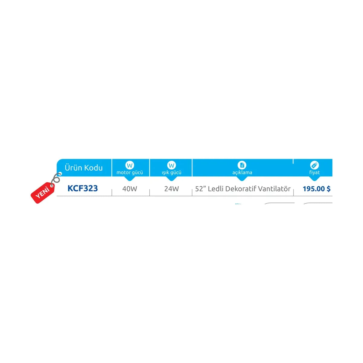 [Teknik çizim] Kendal Fan/Vantilatör – KCF323 teknik çizim
