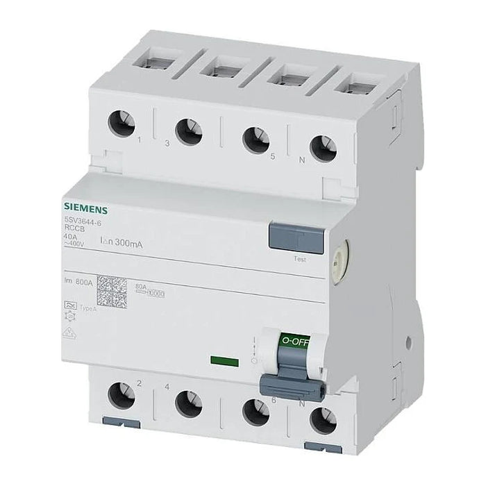 Siemens 5SV3644-6 Kaçak Akım Koruma Rölesi 40 A Trifaze, 3 Faz+Nötr Bağlantılı ürün görseli