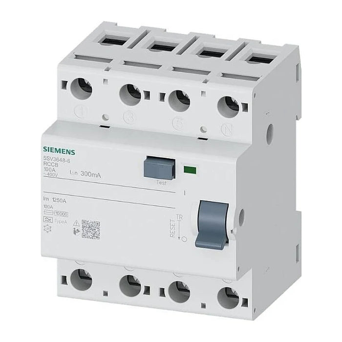 Siemens 5SV3648-6 Kaçak Akım Koruma Rölesi 100 A 100 mA Trifaze, 3 Faz+Nötr Bağlantılı ürün görseli